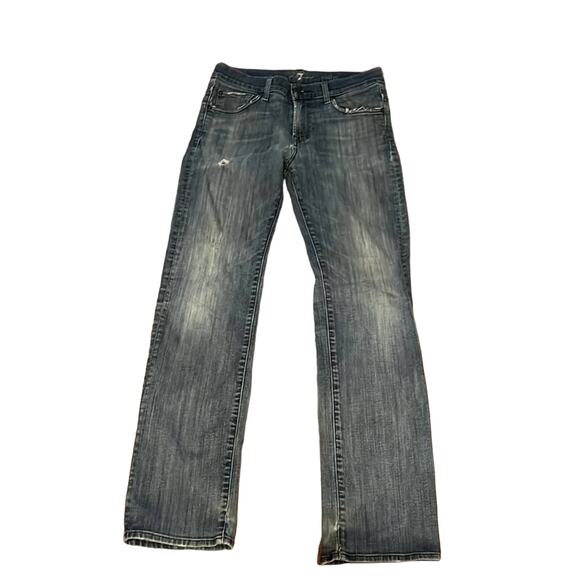 7 For All Mankind- Distressed Austyn Straight Relaxed Jean-Size 30 - Picture 1 of 6